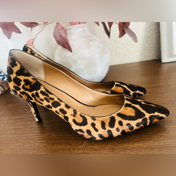 Calvin Klein Gayle Calf Hair Leopard Print Pointed Toe Heel size 8 - Picture 1 of 9
